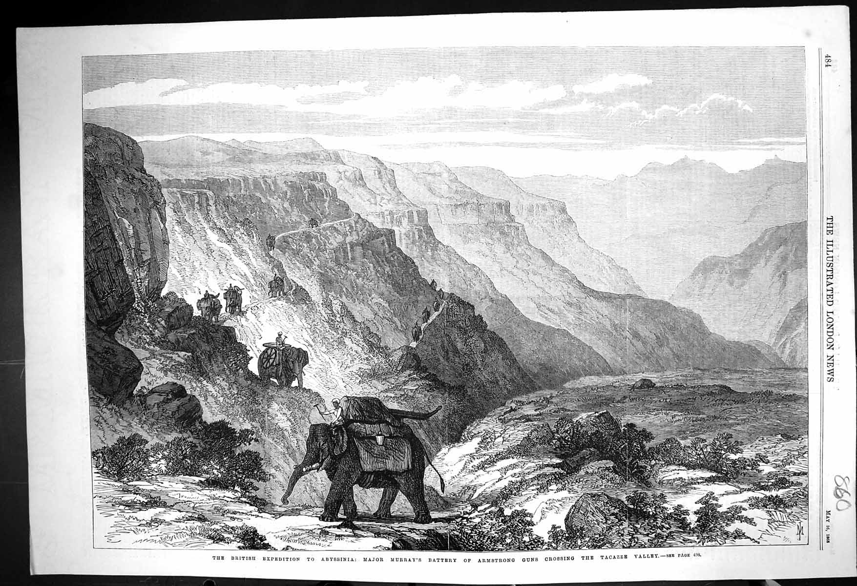 Old 1868 British Expedition Abyssinia Major Murray Battery Armstrong Victorian