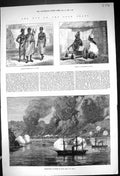 Antique Print 1873 War GCoast Ashantee Men Bombardment Bootry Ship Argus De