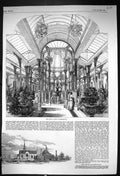 Original Old Antique Print 1857 Winter Garden Somerleyton Church Architecture