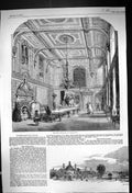 Antique Print 1857 Great Dining Hall Somerleyton Hall Suffolk Architecture 19th
