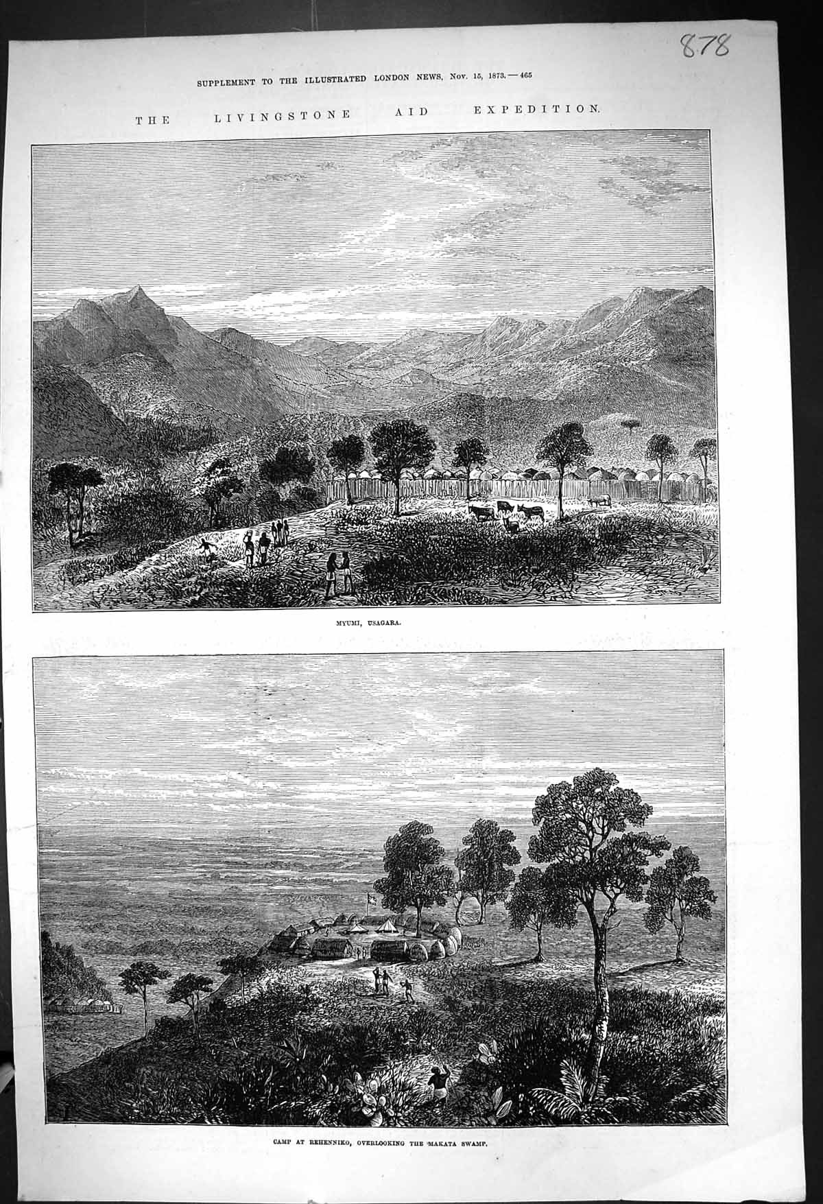 Old 1873 Livingstone Aid Expedition Myumi Usagara Camp Rehenniko Maka Victorian