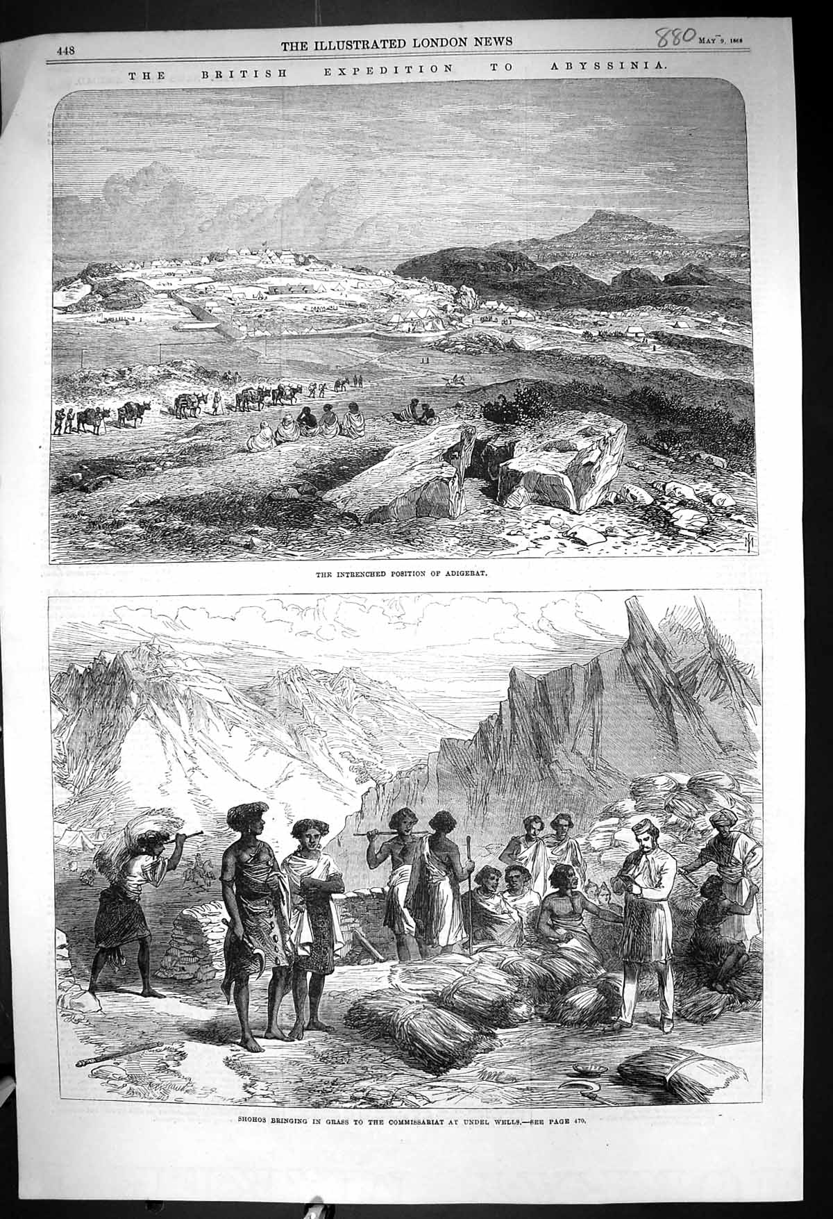 Old 1868 Shohos Bringing Grass Commissariat Undel Wells Abyssinia Adi Victorian