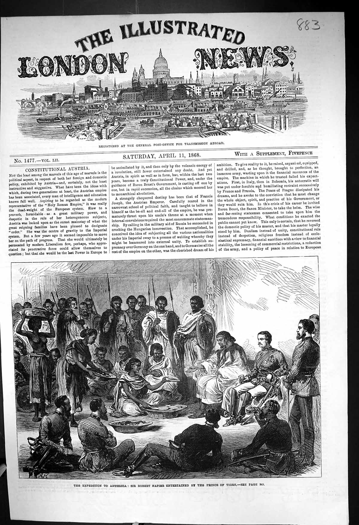 Old 1868 Expedition Abyssinia Robert Napier Entertainment Prince Tigr Victorian