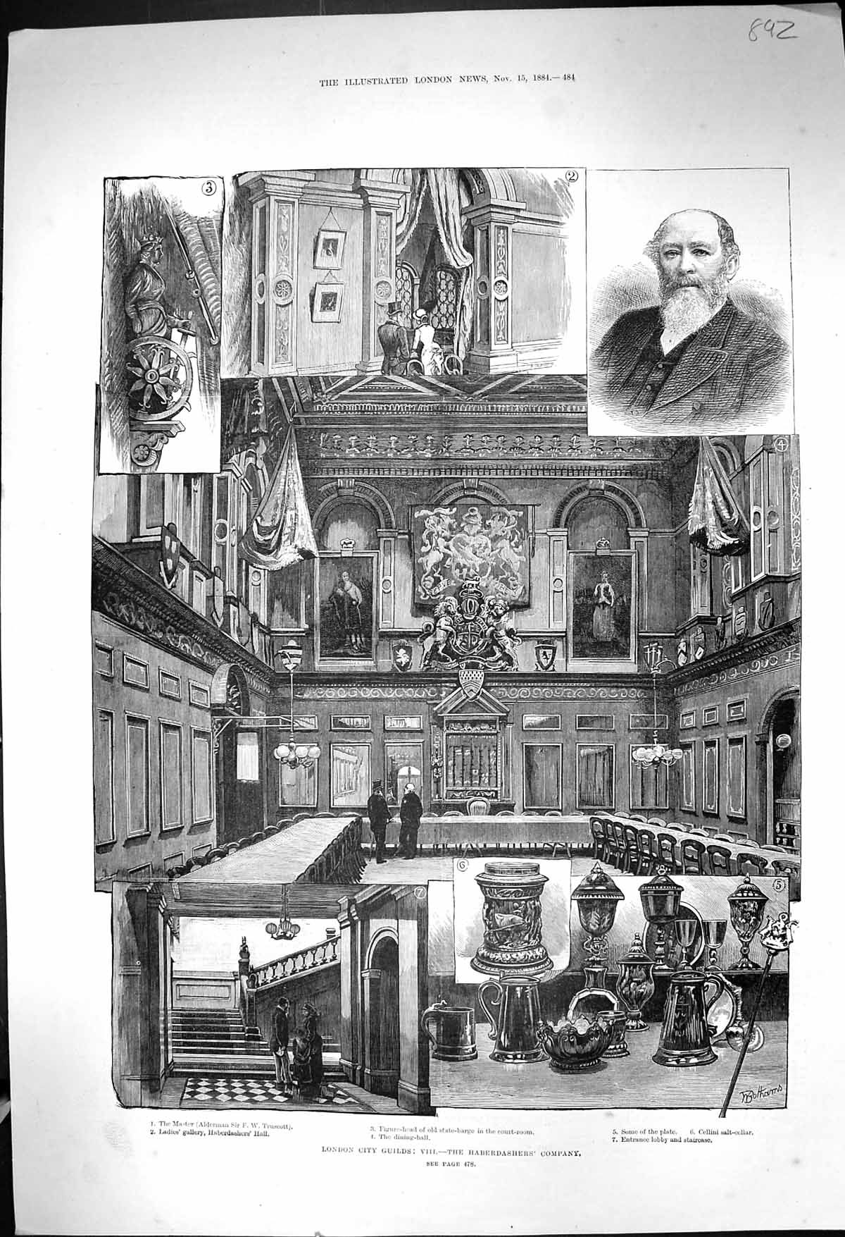 Old 1884 London City Guilds Haberdashers Company Truscott State-Barge Victorian