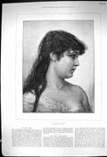 Original Old Antique Print 1884 Portrait Beautiful Gipsy Girl Jenisek Victorian