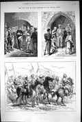Antique Print 1874 Civil War Spain Town Crier Estella Carlist Cavalry Siers