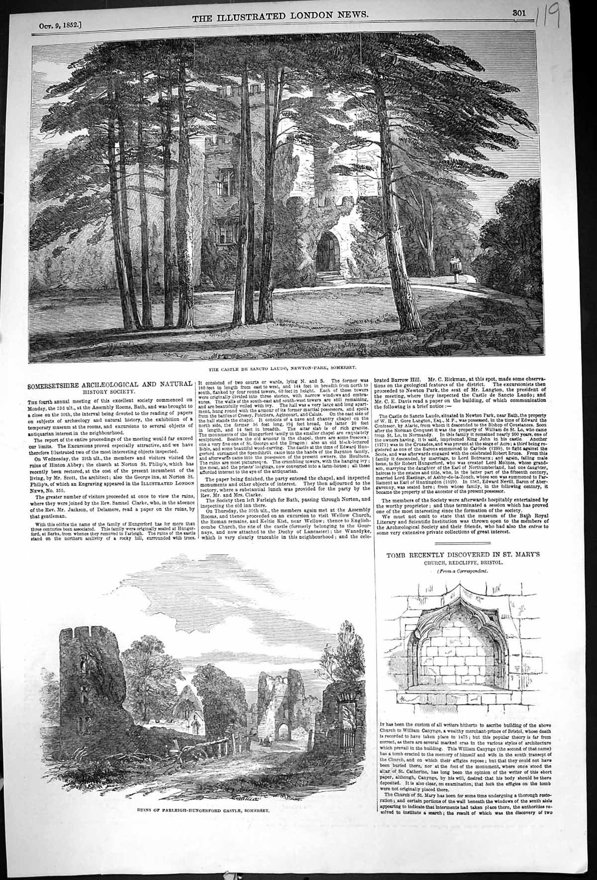 Old 1852 Castle Sancto Laudo Newton Park Somerset Ruins Farleigh Hung Victorian