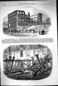 Antique Old Print 1860 Ruins Swallow Street Factory Blackburn Destroyed Fire