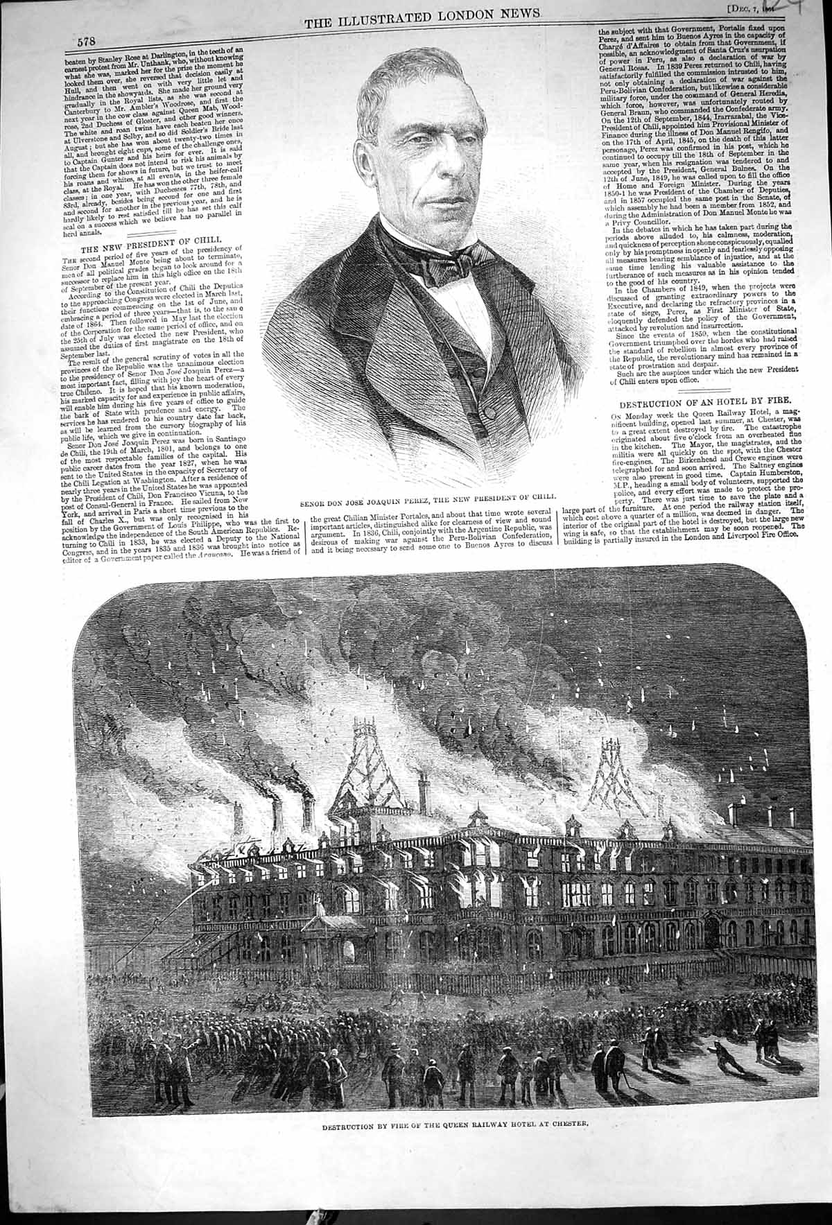 Old 1861 Senor Don Joaquin Perez President Chili Fire Queen Railway H Victorian