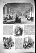 Antique Old Print 1853 School Indigent Blind Spinning Wool Basket Mat Making