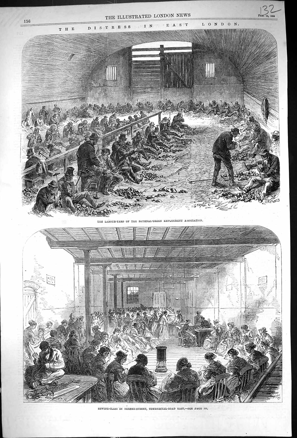 Old 1868 Labour Yard Bethnal Green Employment Association Sewing Clas Victorian