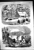 Old 1858 Lumbering New Brunswick Lumberman Camp House Driving Logs Fa Victorian