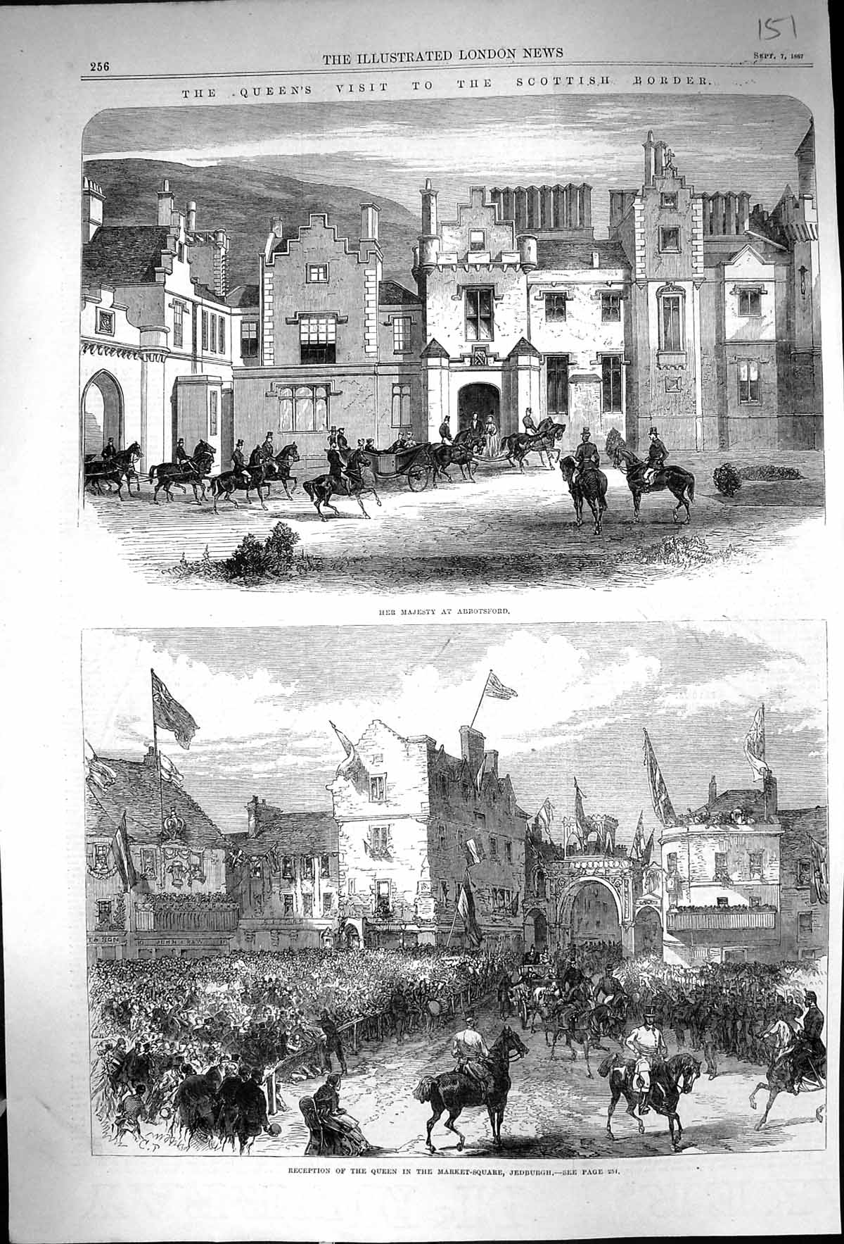 Old 1867 Queen Scottish Borders Abbotsford Market-Square Jedburgh Rec Victorian