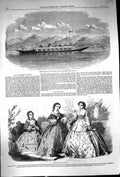 Old 1860 Steam-Gondola Coniston Lake Lancashire Ladies Paris Fashion Victorian