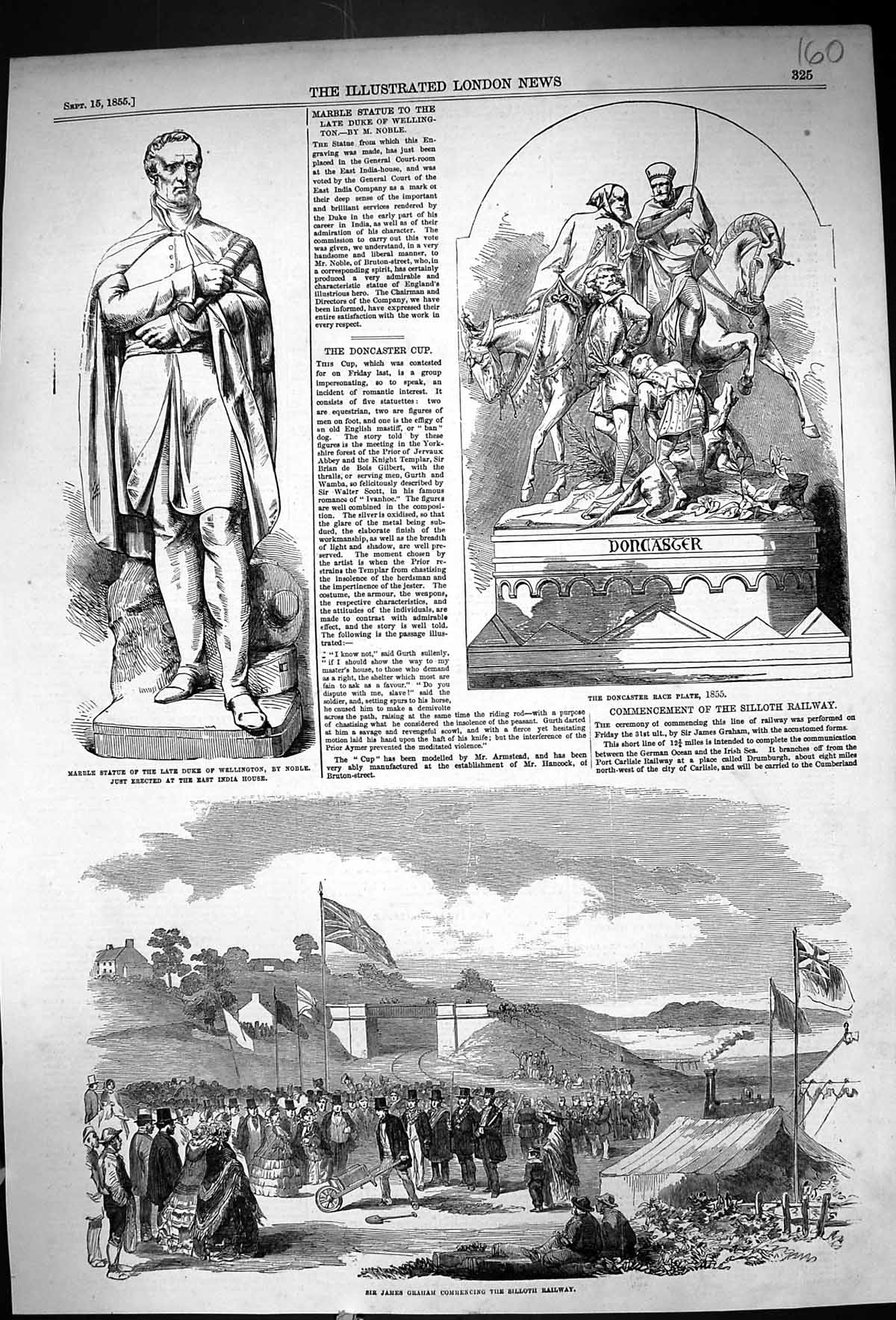 Old 1855 James Graham Silloth Railway Statue Duke Wellington Doncaste Victorian