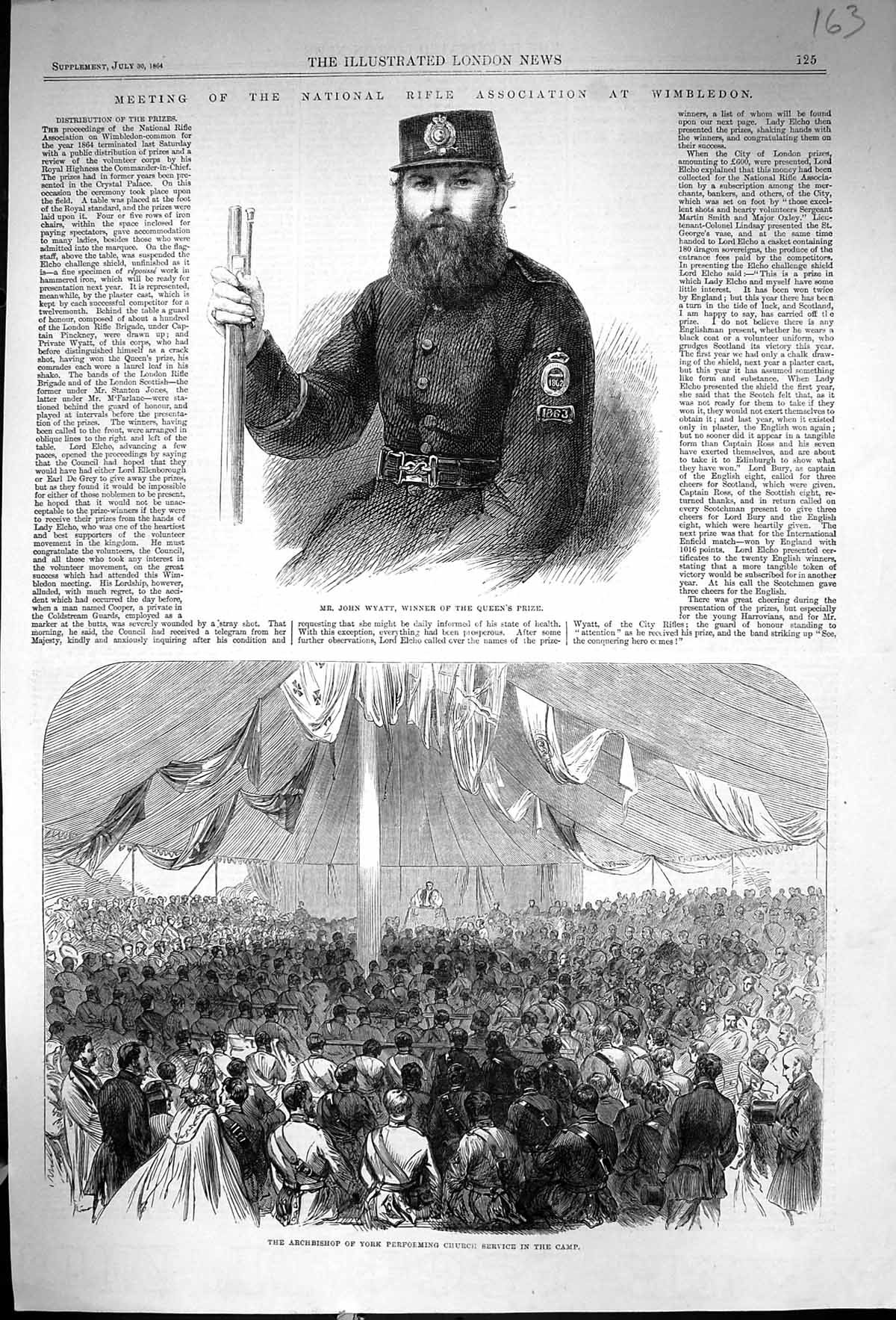 Old 1864 John Wyatt Rifle Wimbledon Archbishop York Church Service Ca Victorian