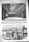 Antique Old Print 1859 Salisbury New Market Interior Aldershott Architecture