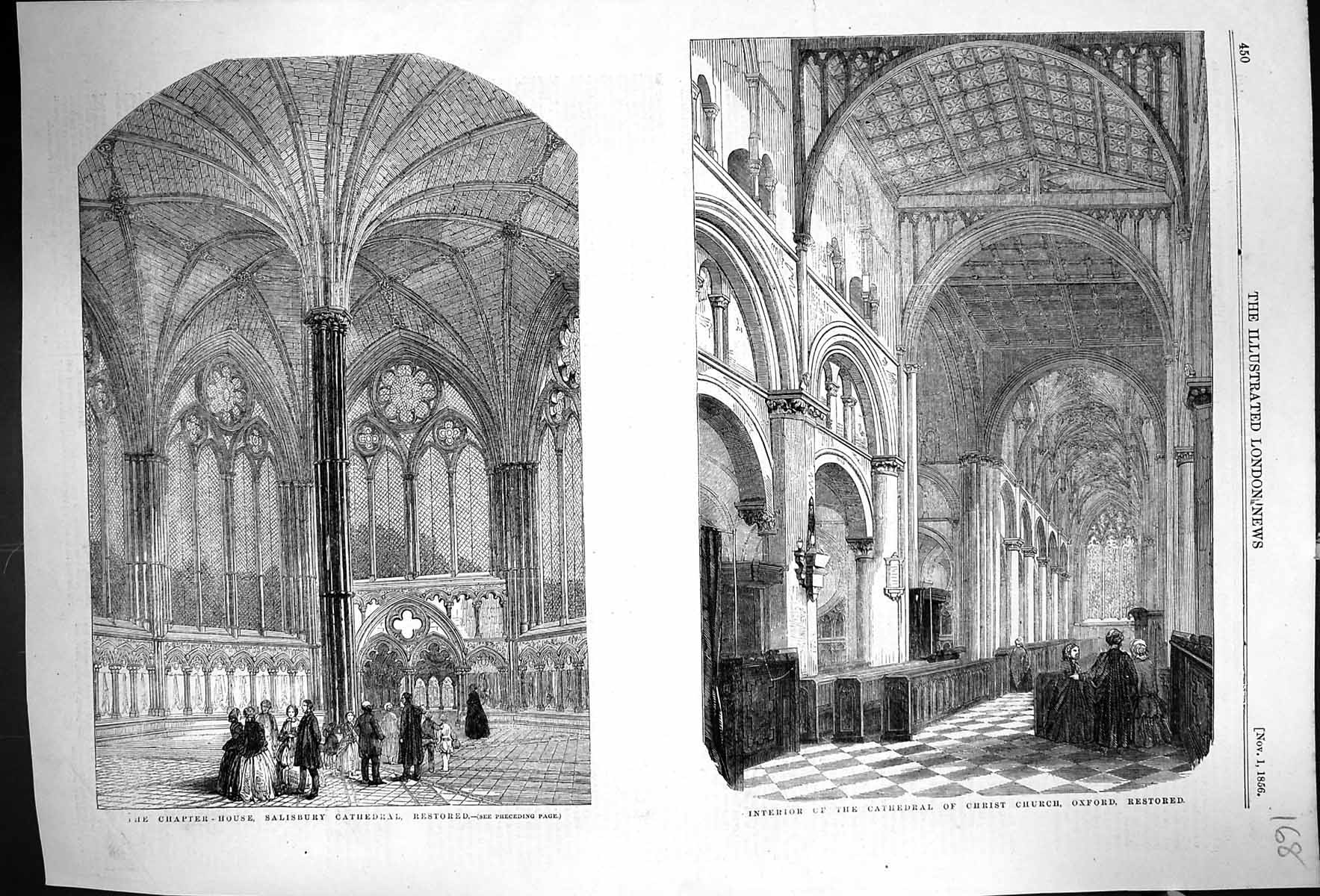 Old 1856 Chapter House Salisbury Cathedral Interior Christ Church Oxf Victorian