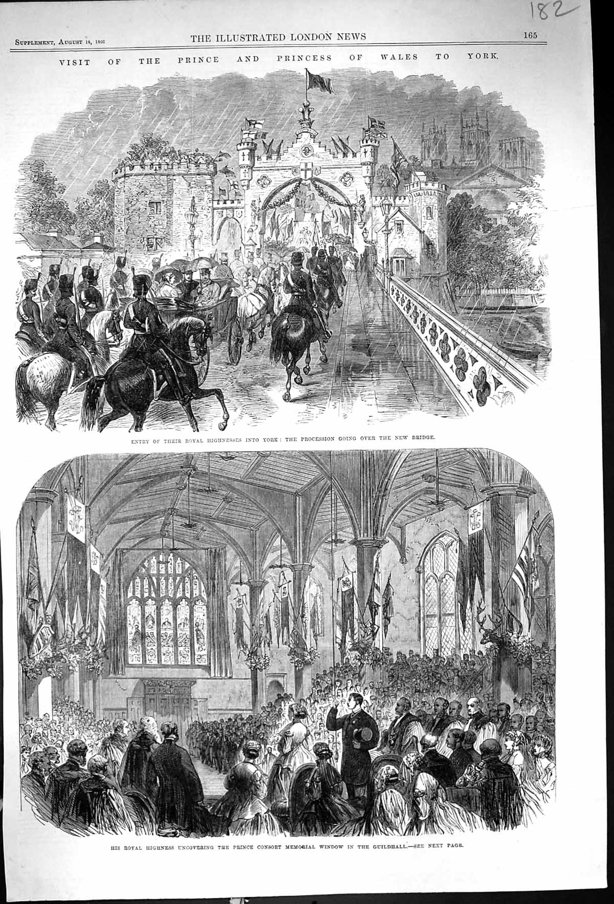 Old 1866 Prince Wales York Procession Bridge Consort Memorial Window Victorian