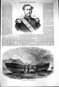 Antique Print 1861 Portrait King Portugal Dom Bourbon Scarborough Life Boat