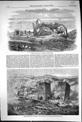 Old 1858 Scene Landslip Wreckhills Pier Engine House Victoria Iron Ce Victorian