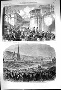 Old 1863 Visit Prince Wales Halifax Townhall Sunday School Children P Victorian
