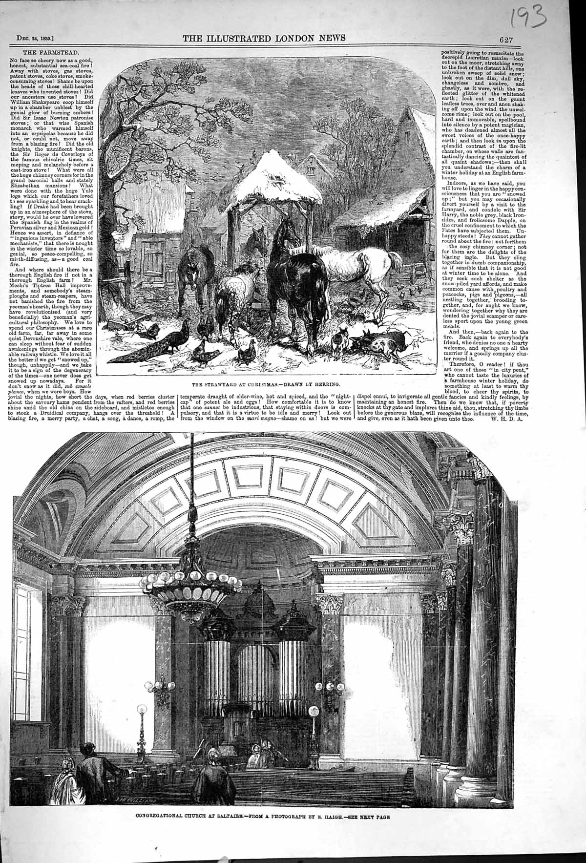Old 1859 Congregational Church Saltaire Strawyard Christmas Scene Hor Victorian