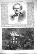 Old Antique Print 1861 Charles Kean Fire Royal Military College Sandhurst 19th