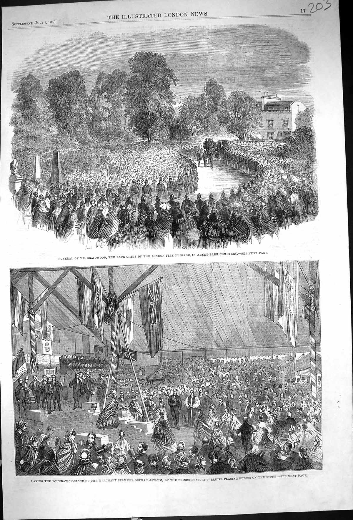 Old 1861 Funeral Braidwood Chief Fire Brigade Abney Cemetery Seamen O Victorian