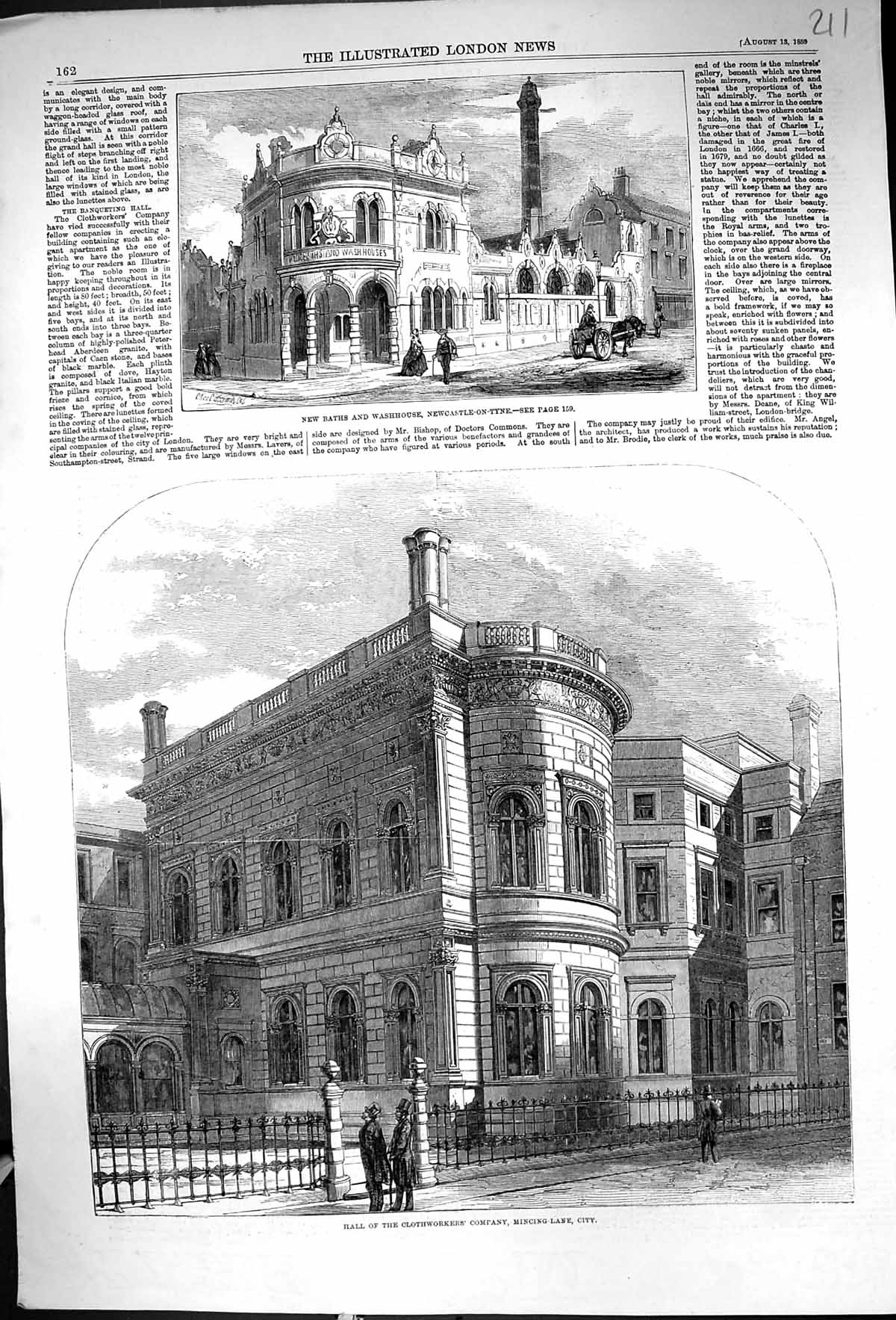 Old 1859 Baths Washhouse Newcastle-On-Tyne Hall Clothworkers Mincing Victorian