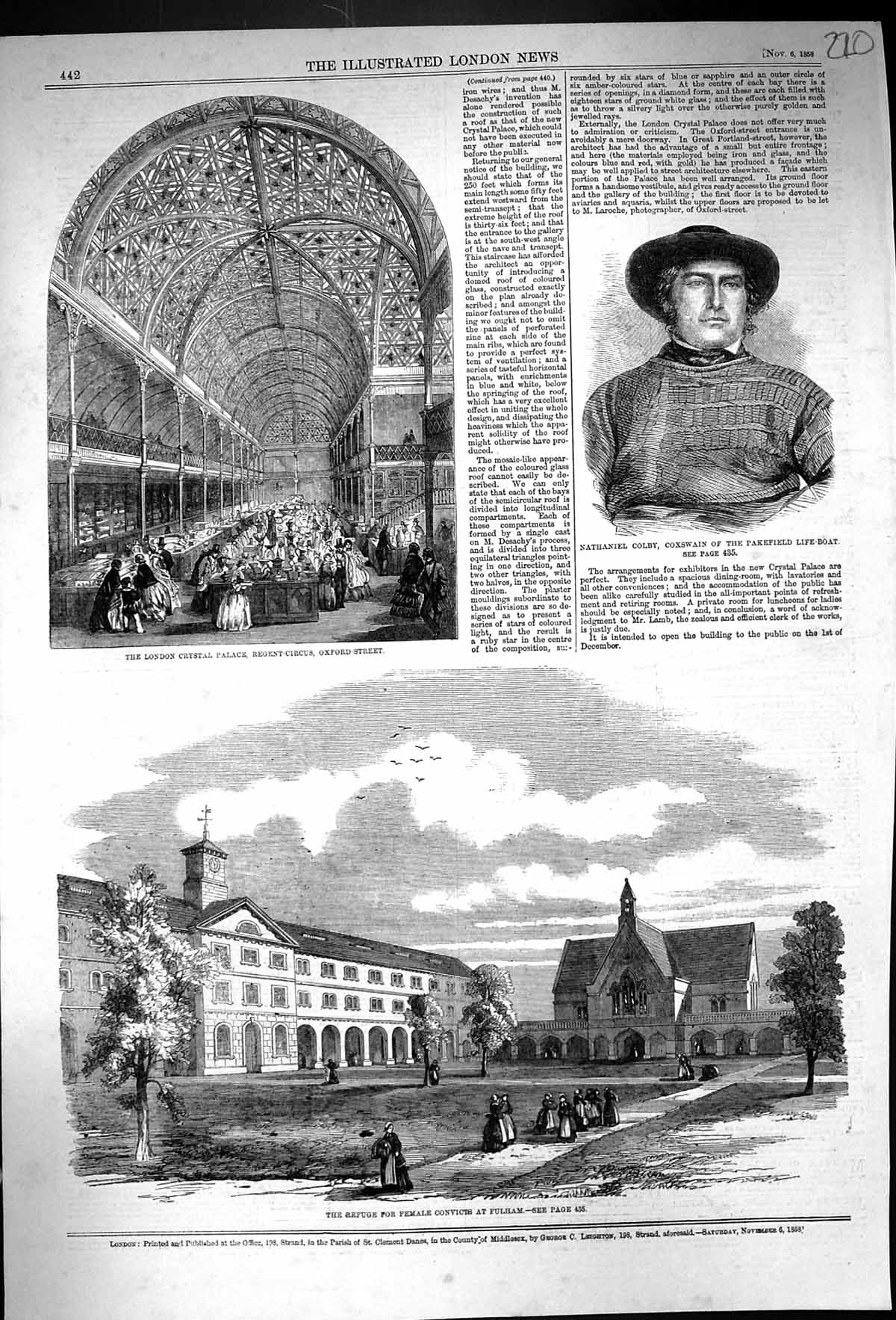 Old 1858 Refuge Female Convicts Fulham London Crystal Palace Nathanie Victorian