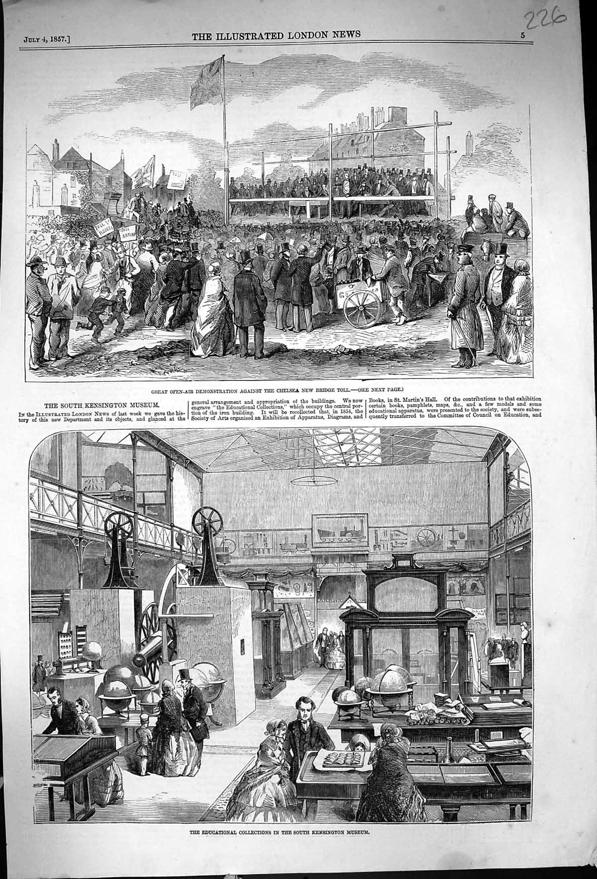 Old 1857 Demonstration Chelsea Bridge Toll Education Kensington Museu Victorian