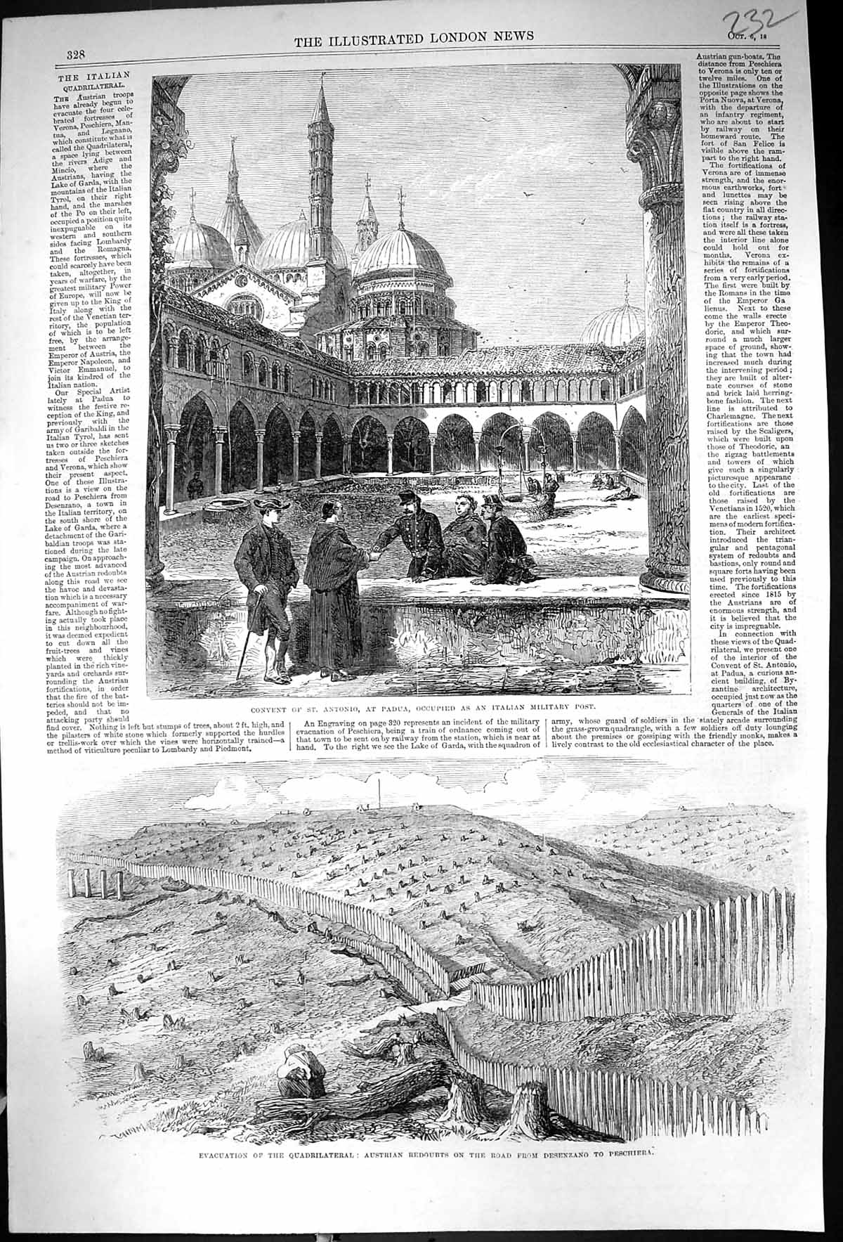 Old 1866 Convent St. Antonio Padua Italian Military Post Austrian Red Victorian
