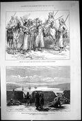 Antique Print 1877 War Cossacks Russian Field Guns Danube Ships Pruth Siers