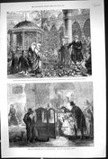 Old 1877 Feeding Pigeons Courtyard Mosque Bajazid Constantinople Mini Victorian