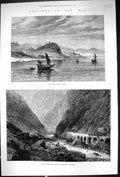 Old 1877 Vladykavkaz Russian Caucasus View Tuldscha Danube Sailing Bo Victorian