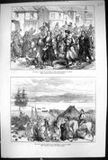 Old Antique Print 1877 War Varna Volunteers Landing Troops Munitions Ship 19th