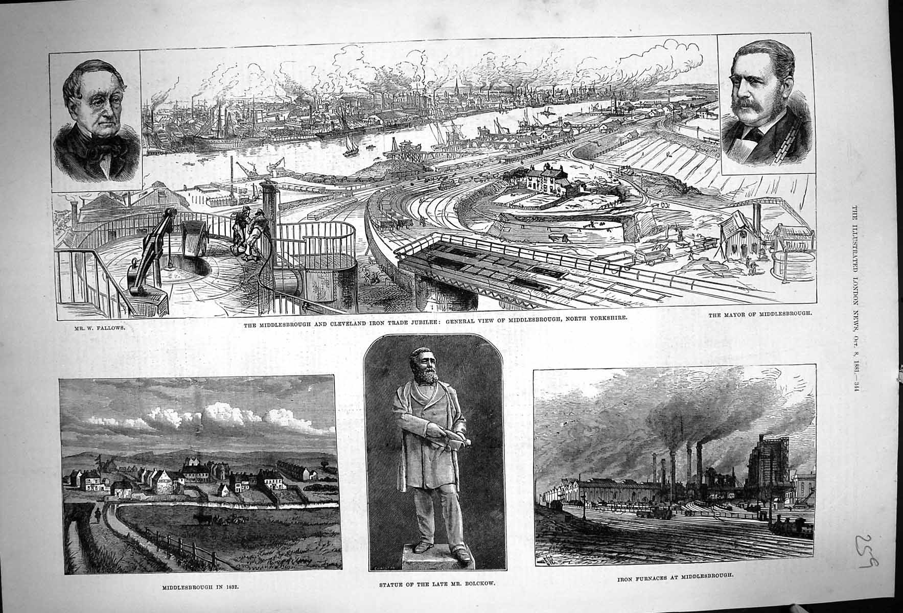 Old 1881 Statue Bolckow Middlesbrough Fallows Mayor Iron Trade Jubile Victorian