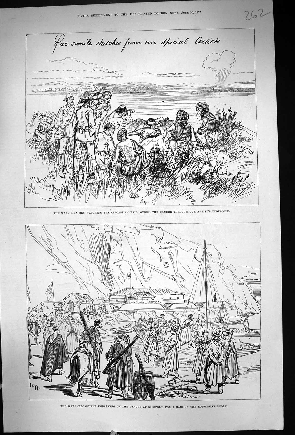 Old 1877 War Circassians Danube Nicopolis Roumanian Shore Riza Bey Te Victorian