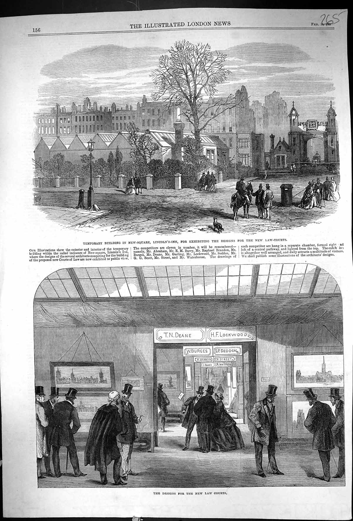 Old 1867 Designs Law Courts Temporary Buildings New-Square Lincoln'S- Victorian