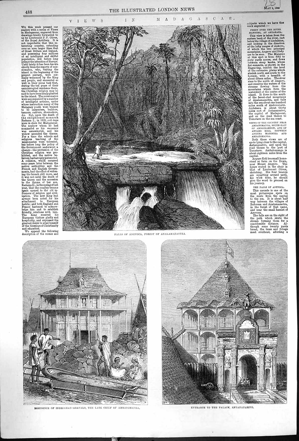 Old 1863 Madagascar Falls Anevoca Forest Analamazaotra Indriamatoarav Victorian