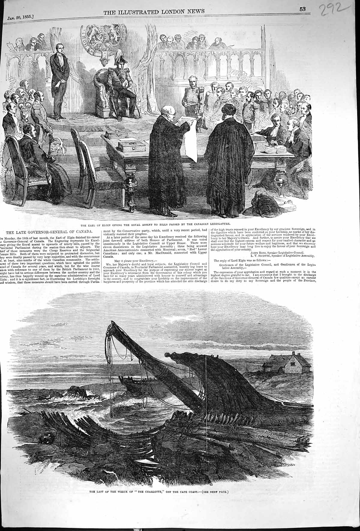 Old 1855 Earl Elgin Canadian Legislature Ship Wreck Charlotte Cape Co Victorian