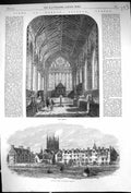Old Antique Print 1864 Merton College Oxford Chapel Building Architecture 19th