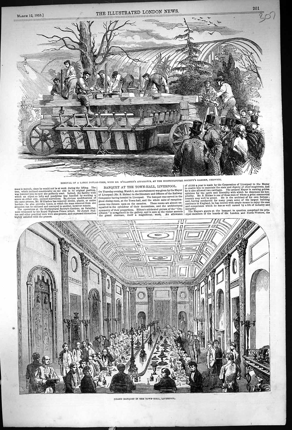 Old 1853 Banquet Town Hall Liverpool Removal Tree M'Glashen Gardens C Victorian