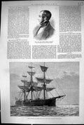 Original Old Antique Print 1882 Ralph Bernal Osborne War Ship H.M.S. Triumph