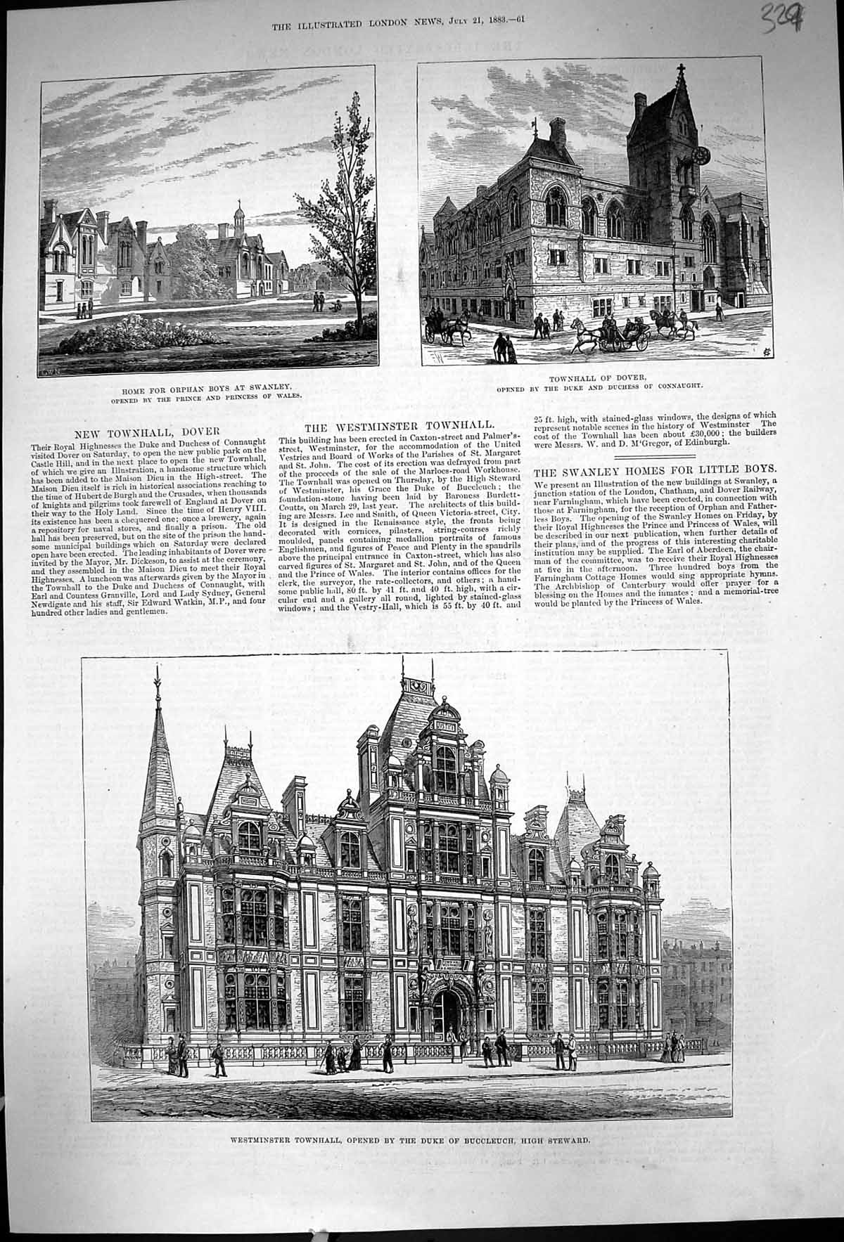 Old 1883 Westminster Townhall Duke Buccleuch Home Orphan Boys Swanley Victorian