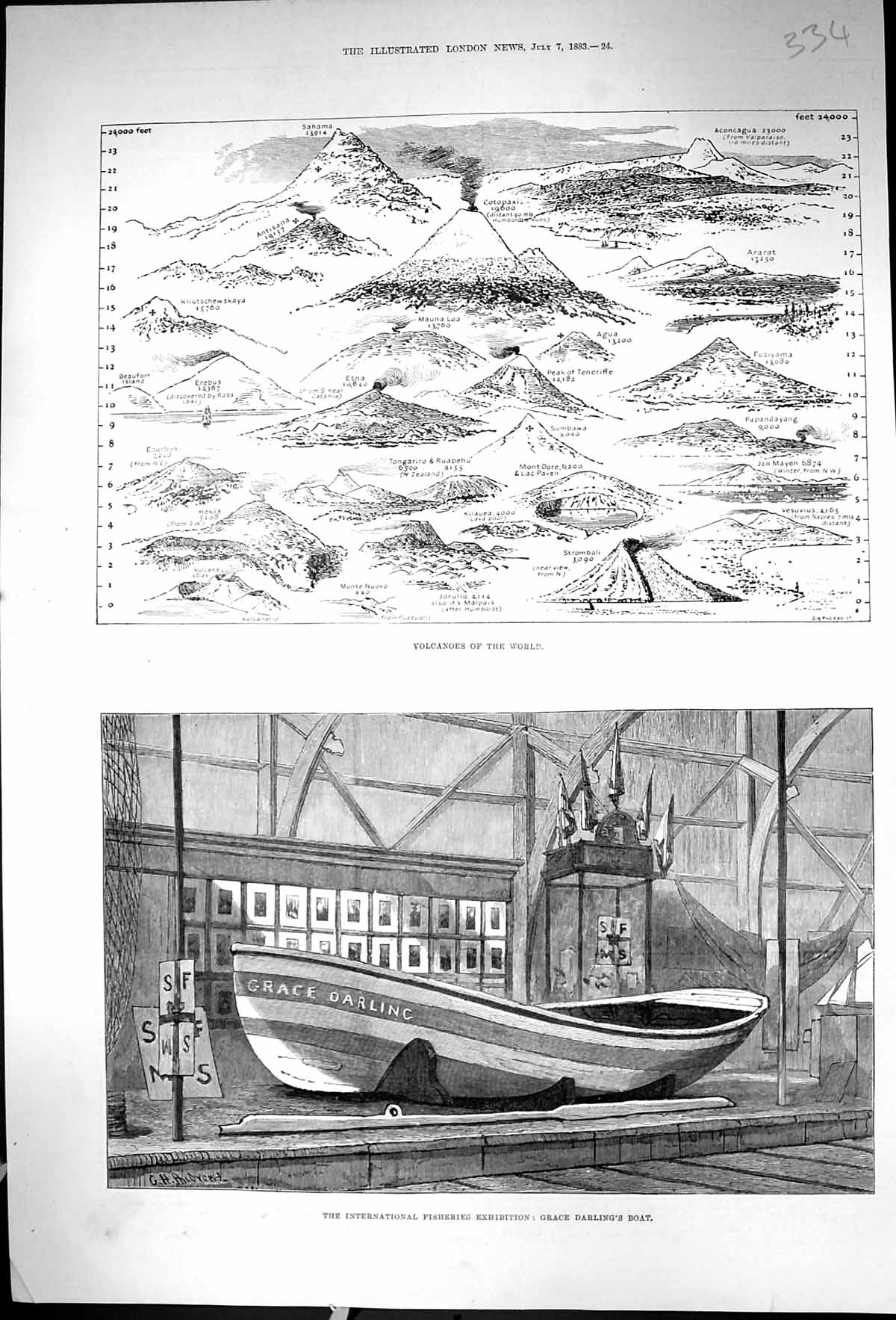 Old 1883 Grace Darling Boat Volcanoes Tenerife Dore Sahama Erebus Ves Victorian