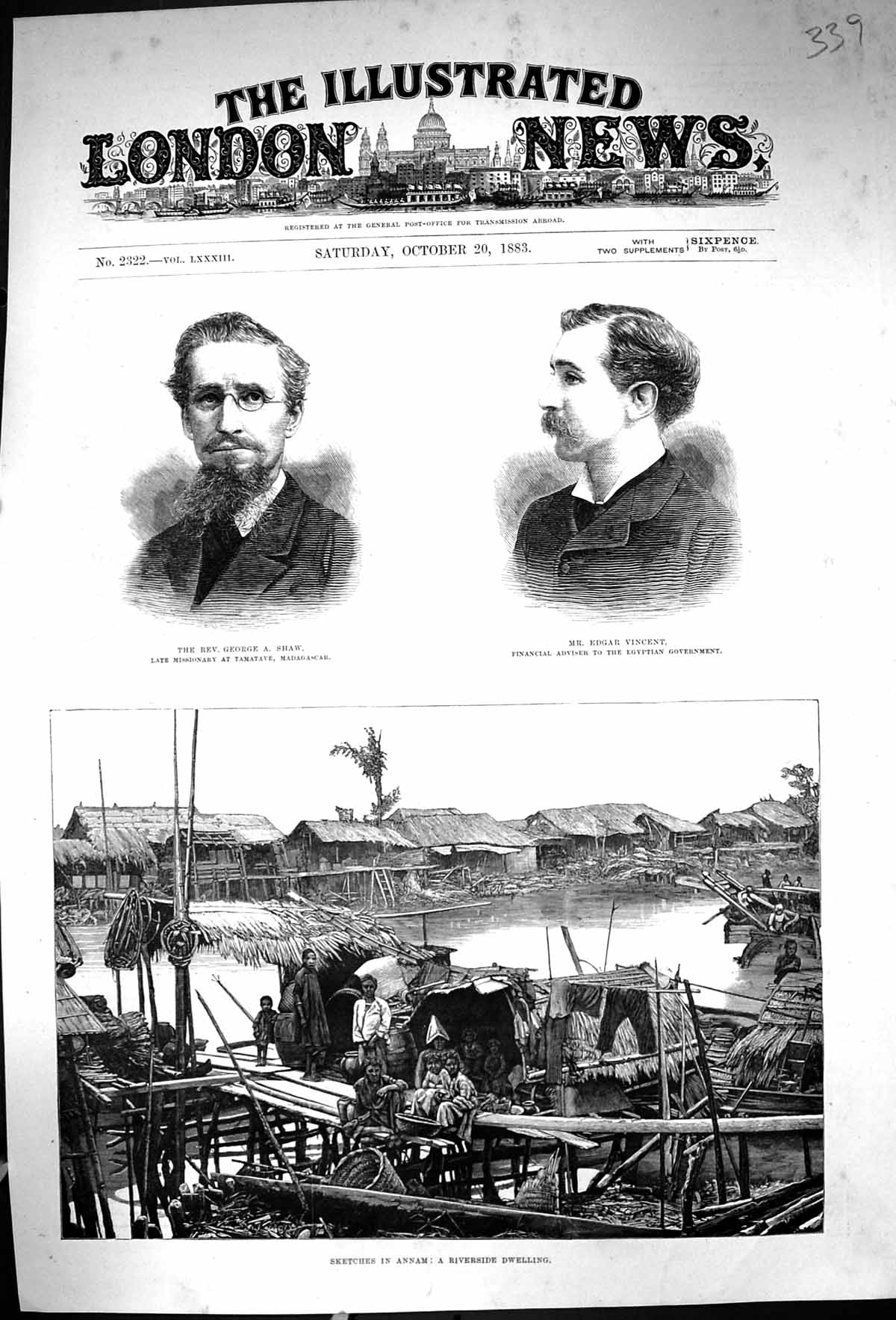 Old 1883 Annam Riverside Dwelling Rev. George Shaw Edgar Vincent Mada Victorian