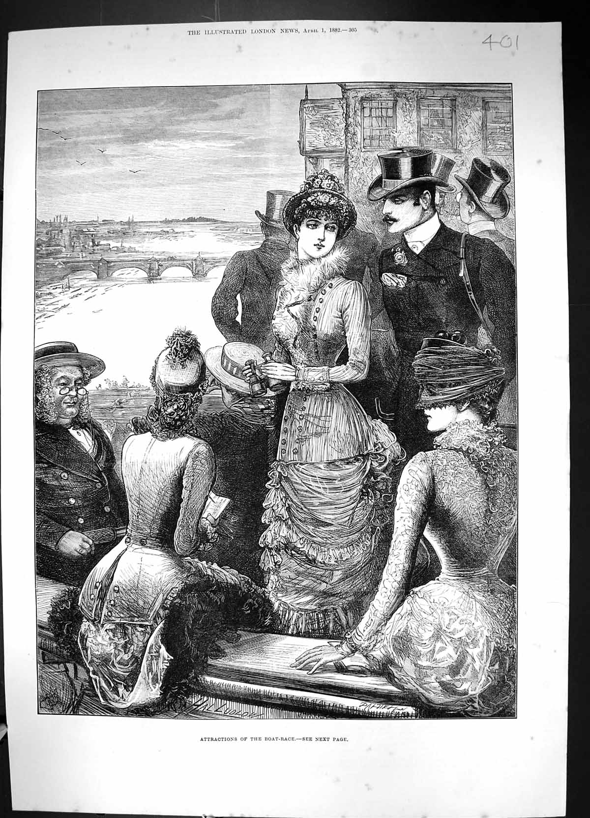 Old 1882 Attractions Boat Race Oxford Cambridge River Thames Sport La Victorian