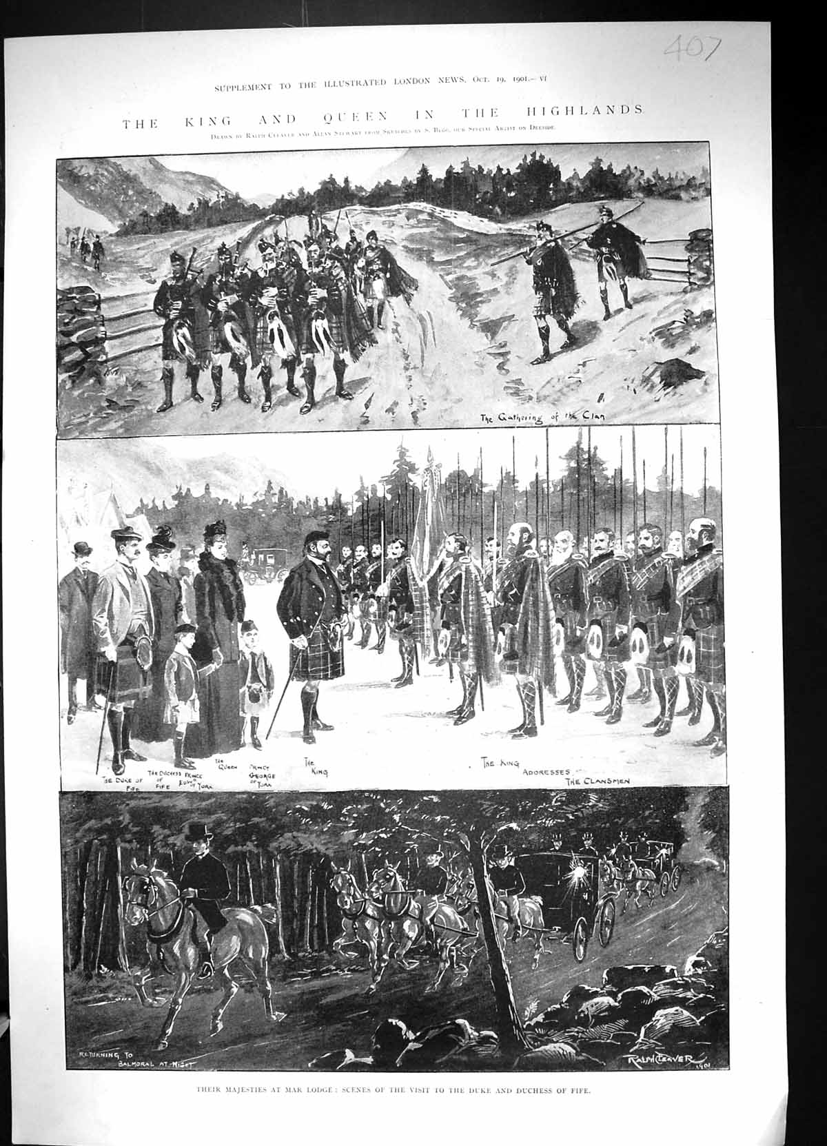 Old 1901 King Queen Scotland Mar Lodge Deeside Clansen Prince George Victorian